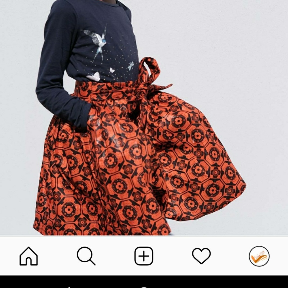 African Ankara girls knee length skirt